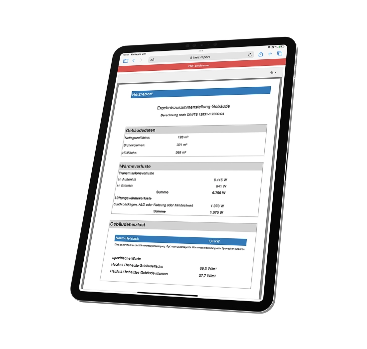 Heizlast-Report für Baunatal